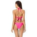 RELLECIGA Women's Watermelon Red Keyhole Halter Top High Neck Bikini Set Size Small Women's Swimwear RELLECIGA 