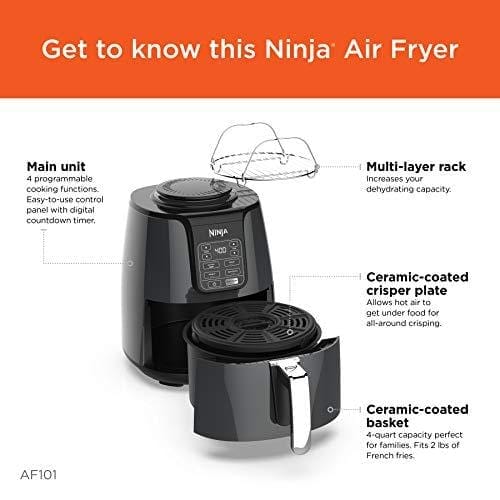 Ninja AF101 Air Fryer that Crisps, Roasts, Reheats, & Dehydrates, for  Quick, Easy Meals, 4 Quart Capacity, & High Gloss Finish, Grey : Home &  Kitchen 