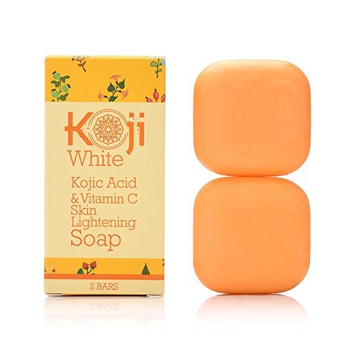 Kojic Acid & Vitamin C Skin Lightening Soap (2.82 oz / 2 Bars) - Natural Brightening & Anti Aging - Reduce Wrinkles, Fades Age Spots, Sun Damage - Smooth And Soft Complexion For Face & Body Skin Care Koji White 