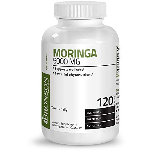 Bronson Moringa 5000 mg Extra High Potency Energizing Superfood Antioxidant, 120 Vegetarian Capsules Supplement Bronson 