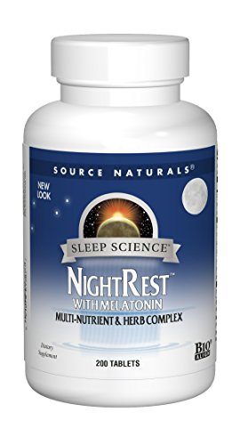 Source Naturals Sleep Science NightRest Multi-Nutrient & Herb Complex With Melatonin, GABA, Passion Flower, Chamomile, Lemon Balm & More - Herbal Formula - 200 Tablets Supplement Source Naturals 