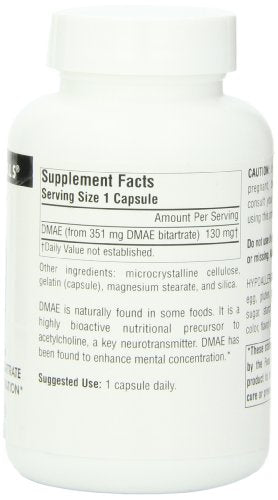Source Naturals DMAE 351mg Brain Nutrition Support - 100 Capsules Supplement Source Naturals 
