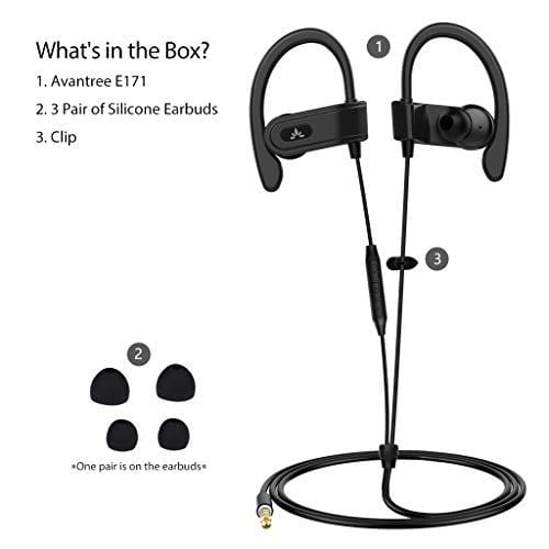 Avantree E171 Sports Earbuds Wired with Microphone, Sweatproof Wrap Around Earphones with Over Ear Hook, in Ear Running Headphones for Workout Exercise Gym Compatible with iPhone, Cell Phones Electronics Avantree 