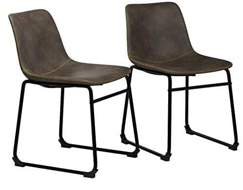 Roundhill Furniture Lotusville Vintage PU Leather Dining Chairs, Antique Brown, Set of 2 Furniture Roundhill Furniture 