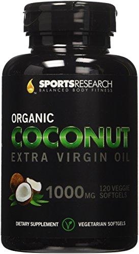 Best Coconut Oil veggie-softgels made from Organic Coconuts | The Only non-GMO project verified, Vegan safe, Extra Virgin Coconut Oil Supplement Available (120 Veggie-Softgels) Supplement Sports Research 