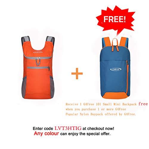 G4Free Lightweight Packable Shoulder Backpack Hiking Daypacks Small Casual Foldable Camping Outdoor Bag for Adults Kids 11L(Orange) Backpack G4Free 