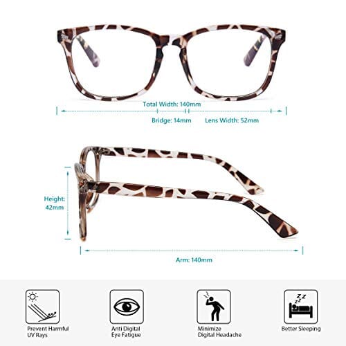 Gaoye 3-Pack Blue Light Blocking Glasses, Fashion Square Fake Nerd Eyewear Anti UV Ray Computer Gaming Eyeglasses Women/Men (Matte Black+Leopard+Transparent) Shoes Gaoye 