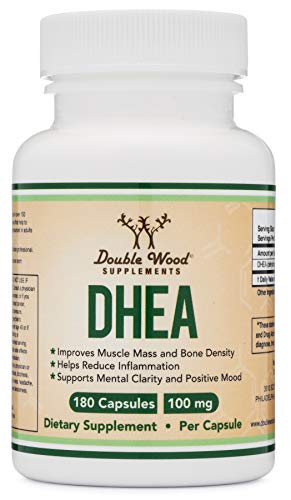 DHEA 100mg – 180 Capsules -Third Party Tested, Made in The USA (Max Strength, 6 Month Supply) for Women and Men by Double Wood Supplements Supplement Double Wood Supplements 