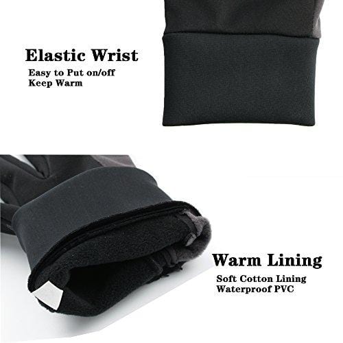 OZERO Driving Gloves for Men, Winter Warm Bike Glove for Smart Phone Texting with Non-Slip Silicone Gel - Thermal Cotton - Windproof and Waterproof for Running, Cycling - Black (X-Large) Outdoors OZERO 