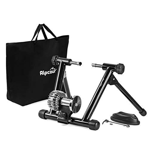 Alpcour Fluid Bike Trainer Stand – Portable Stainless Steel Indoor Trainer w/Fluid Flywheel, Noise Reduction, Progressive Resistance, Dual-Lock System – Stationary Exercise for Road & Mountain Bikes Sports Alpcour 