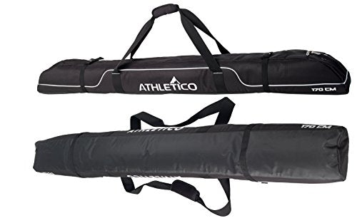 Athletico Diamond Trail Padded Ski Bag - Single Ski Travel Bag to Transport Skis (Black, 170cm) Ski Athletico 