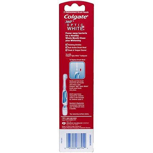 Colgate 360 Optic White Battery Toothbrush Replacement Head - 2 count Toothbrush Colgate 