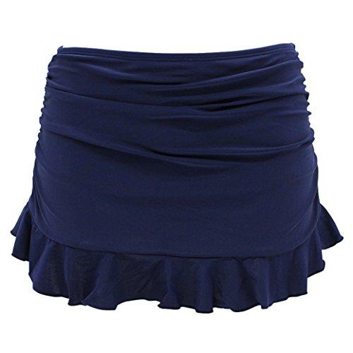 SHEKINI Women's Swimdress Swimsuit Built-in Swim Bottoms Shirred Ruffle Skirt Bikini Bottoms (Medium/(US 8-10), Malibu Blue) Women's Swimwear SHEKINI 