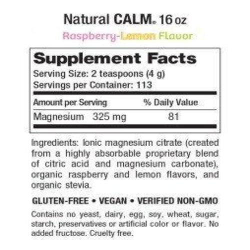 Natural Calm Diet Supplement, Raspberry Lemon, 16 oz. Supplement Natural Vitality 