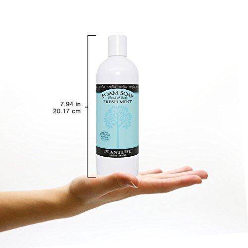 Hand & Body Foam Soap Fresh Mint 16oz Refill Natural Soap Plantlife 