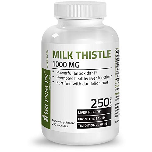 Bronson Milk Thistle 1000mg, 250 Capsules Supplement Bronson 