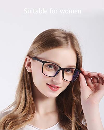 ANRRI Blue Light Blocking Glasses for Computer Use, Anti Eyestrain Lens Lightweight Frame Eyeglasses, Black, Men/Women Apparel ANRRI 
