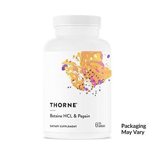 Thorne Research - Betaine HCL & Pepsin - Digestive Enzymes for Protein Breakdown and Absorption - 225 Capsules Supplement Thorne Research 