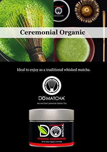 DoMatcha - Organic Ceremonial Green Tea Matcha Powder, Natural Source of Antioxidants, Caffeine, and L-Theanine, Promotes Focus and Relaxation, Kosher, 75 Servings (2.82 oz) Grocery DoMatcha 