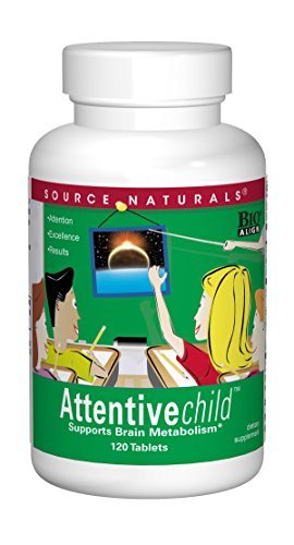 Source Naturals Attentive Child, Brain Attention Span and Mental Concentration Support - 120 Tablets Supplement Source Naturals 
