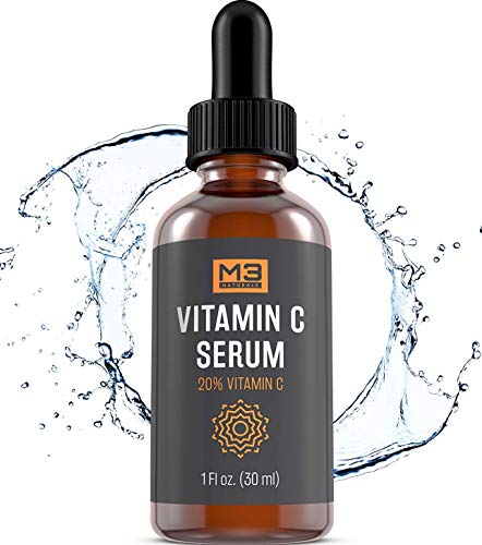 M3 Naturals Vitamin C Serum with Hyaluronic Acid for Face & Eyes Topical Facial Serum Natural Skin Care Acne Treatment Anti Aging Anti Wrinkle Dark Spots Vitamin E 1 FL OZ Skin Care M3 Naturals 