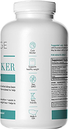 Keto Carb Blocker Capsules - 180 Count - Best Appetite Suppressant and Extreme Fat Burner - Promotes Healthy Weight Loss - 500mg White Kidney Bean Extract, 250mg Green Tea Extract, 200mg Pure Cinnamon Supplement Code Age 