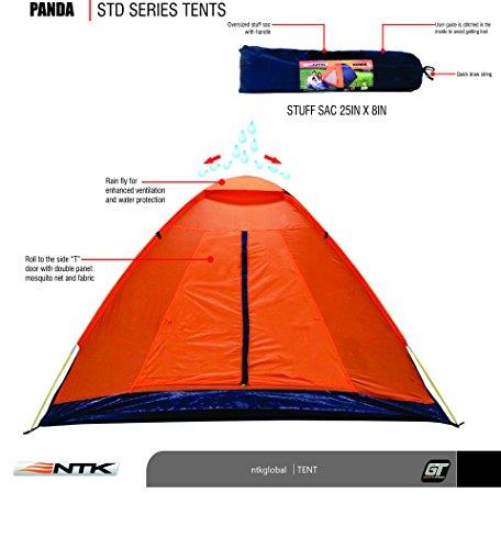NTK Panda 3 Person 6.7 by 5.2 Foot Sport Camping Dome Camping Hiking Backpackers Tent Dry season, with Zippered Door and Compact Carrying Bag. Tent NTK 