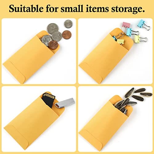 BagDream 200 Pack Kraft Small Coin Envelopes Seed Packets Mini Envelopes for Seeds, Keys, Stamps, Tiny Cards Storage Packets for Wedding favors, Garden 2.25×3.5 #1 Coin Envelopes Office Product BagDream 