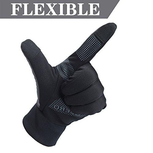 OZERO Driving Gloves for Men, Winter Warm Bike Glove for Smart Phone Texting with Non-Slip Silicone Gel - Thermal Cotton - Windproof and Waterproof for Running, Cycling - Black (X-Large) Outdoors OZERO 