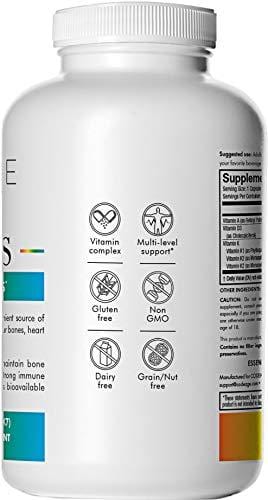 Vitamin ADK - 180 Count - High Potency Vitamin A 5000 IU D3 5000 IU K1 K2 (MK4 1500mcg and MK7 300mcg) Heart Bone and Immune No Soy Non-GMO Supplement Code Age 