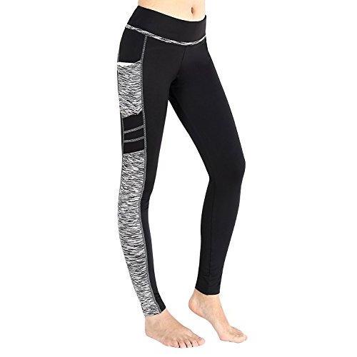 EAST HONG Women's Yoga Leggings Exercise Workout Pants Gym Tights (Black/Grey, M) Activewear EAST HONG 