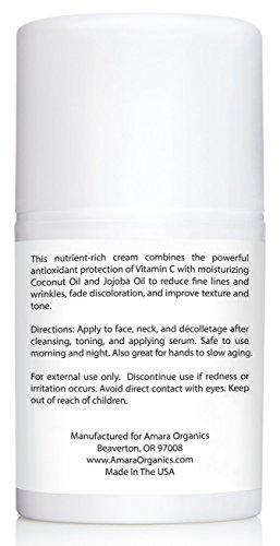 Amara Organics Vitamin C Cream for Face with Coconut Oil, Cocoa Butter & Jojoba Oil, 1.7 fl. oz. Skin Care Amara Organics 