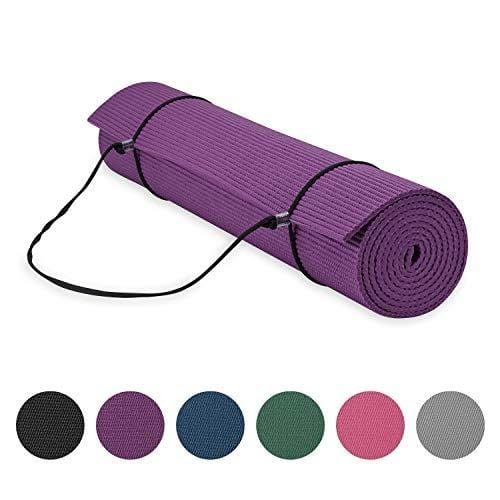 Gaiam Essentials Premium Yoga Mat with Yoga Mat Carrier Sling, Purple, 72"L x 24"W x 1/4 Inch Thick Sports Gaiam 