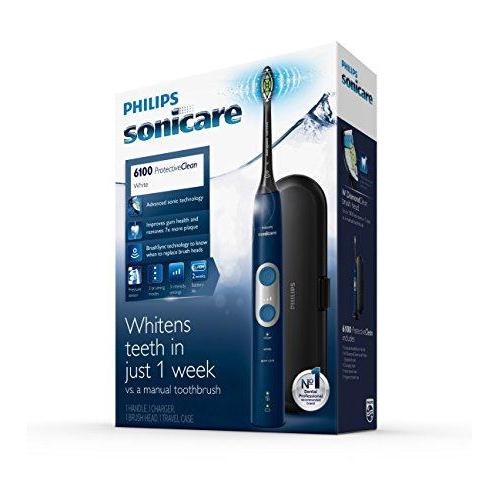 Philips Sonicare Protective Clean 6100 Whitening Rechargeable Electric Toothbrush With Pressure Sensor and Intensity Settings, Hx6871/49, Navy Blue, 1.085 Pound Electric Toothbrush Philips Sonicare 