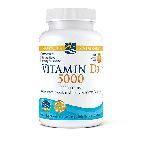Nordic Naturals Vitamin D3 5000 - Potent Dose of Vitamin D3 For Bone Health, Mood and Sleep Rhythm Support, and Immune System Function, Orange, 120 Soft Gels Supplement Nordic Naturals 