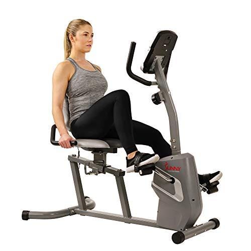 Sunny Health & Fitness Magnetic Recumbent Bike Exercise Bike with Easy Adjustable Seat, Tablet Holder, RPM and Pulse Rate Monitoring - SF-RB4806 Sports Sunny Health & Fitness 