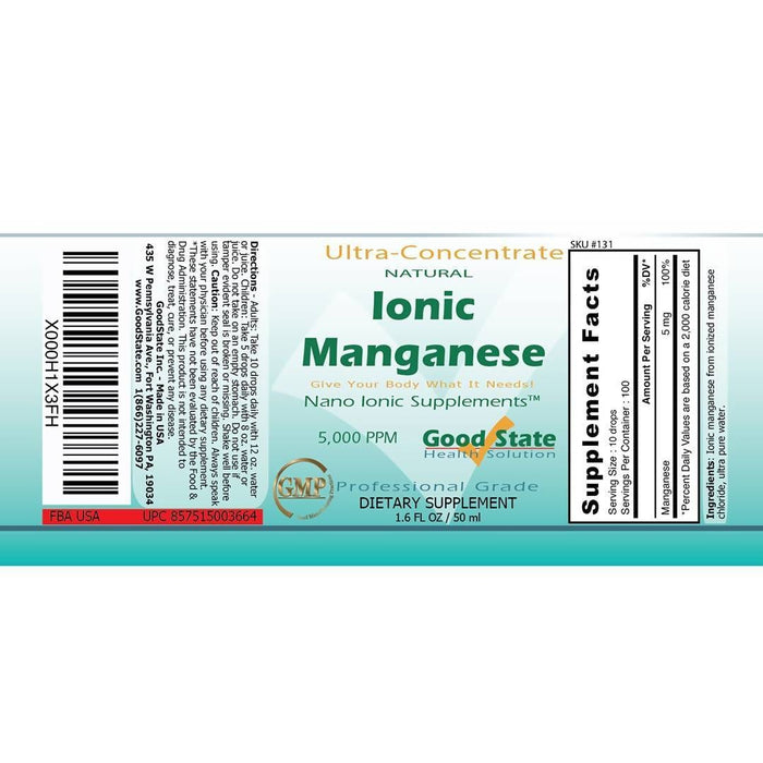 Good State Liquid Ionic Manganese Ultra Concentrate (10 drops equals 5 mg - 100 servings per bottle) Supplement GoodState 