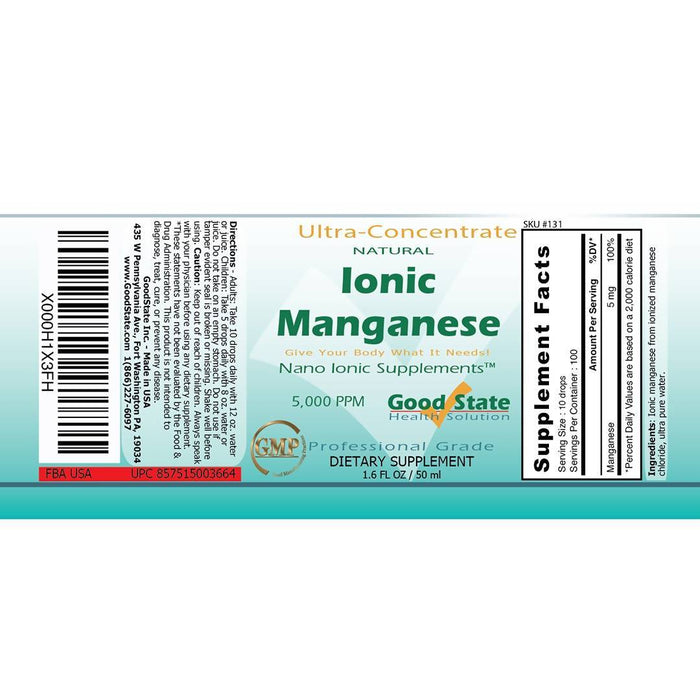 Good State Liquid Ionic Manganese Ultra Concentrate (10 drops equals 5 mg - 100 servings per bottle) Supplement Good State 