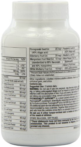 Source Naturals Pycnogenol Supreme 50mg Berry and Botanical Antioxidant Complex for a Broad Range of Free Radical Protection Packed with 500mg Added Vitamin C - 60 Tablets Supplement Source Naturals 