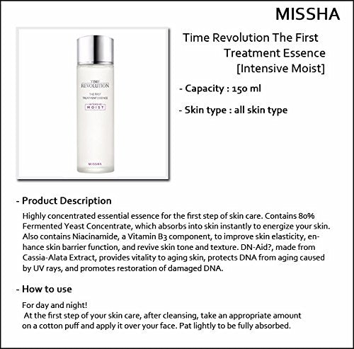 MISSHA Time Revolution The First Treatment Essence Intensive Moist 150ml + SoltreeBundle Oil blotting Paper 50pcs Skin Care MISSHA 