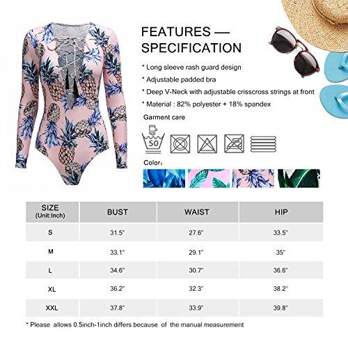 MarinaVida Women One Piece Long Sleeve Swimsuit Deep V Neck Bathing Suit Women's Swimwear MarinaVida 