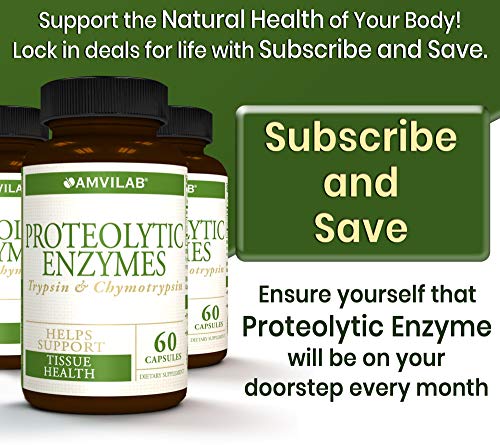 Amvilab Proteolytic Enzymes: Trypsin and Chymotrypsin, Anti-Inflammatory Supplement, Supports Tissue Health, Edema and Inflammation caused by Acute Tissue Injury, Aids in Fast Recovery-60 Capsules Supplement AMVILAB 