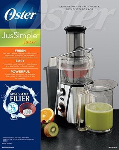 Oster JusSimple 5 Speed Easy Clean Juice Extractor with Extra-Wide Feed Chute, FPSTJE9020-000, 1000W, Black/Silver Kitchen Oster 