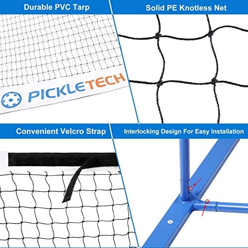 PICKLETECH Pickleball Set with Net -Regulation Size Portable Pickleball Net+ 4 Pickleball Paddles +4 Pickleball Balls +Pickleball Bag- New 4.0 Professional Version (Blue Set) Sports PICKLETECH 