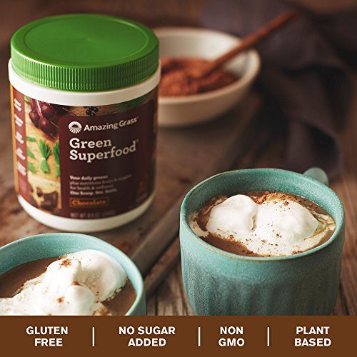 Amazing Grass Green Superfood Organic Powder with Wheat Grass and Greens, Flavor: Chocolate, 60 Servings Supplement Amazing Grass 