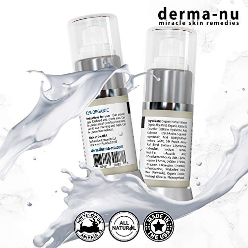 Eye Gel Anti-Aging Cream - Treatment for dark Circles, Puffiness, Wrinkles and Fine Lines - Hyaluronic Acid Formula Infused Serum with Aloe Vera & Jojoba for Ageless Smooth Skin - .5 oz Skin Care Derma-nu Miracle Skin Remedies 