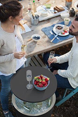 Keter Modern Cool Bar Outdoor Patio Furniture and Hot Tub Side Table with 7.5 Gallon Beer and Wine Cooler, Dark Grey Lawn & Patio Keter 