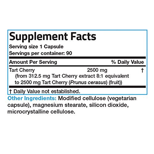 Bronson Tart Cherry Extract 2500 mg, 90 Vegetarian Capsules Supplement Bronson 
