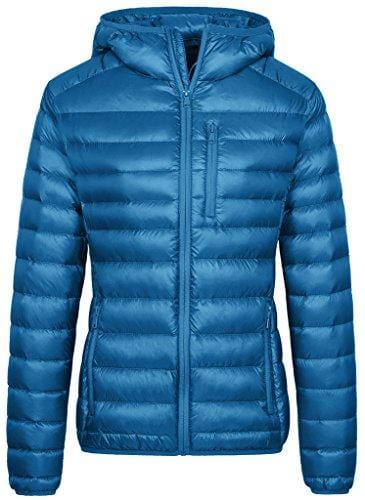 Wantdo Women's Lightweight Packable Hooded Down Coat(Acid Blue, Medium) Ski Wantdo 