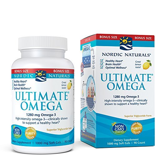 Nordic Naturals Ultimate Omega SoftGels - Concentrated Omega-3 Burpless Fish Oil Supplement with More DHA & EPA, Supports Heart Health, Brain Development and Overall Wellness, Lemon Flavor, 90 Count Supplement Nordic Naturals 